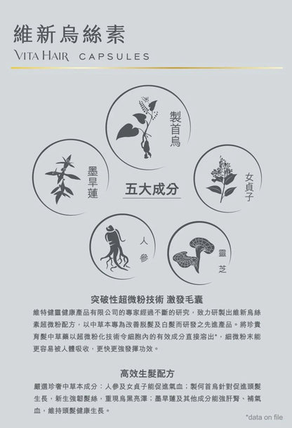 【網店人氣王】維新烏絲素 (超微粉配方) 108粒裝 - 維特健靈官方海外專賣店 Vita Green Official Global Shop