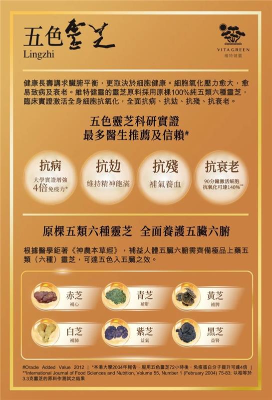 五色靈芝 - 維特健靈官方海外專賣店 Vita Green Official Global Shop